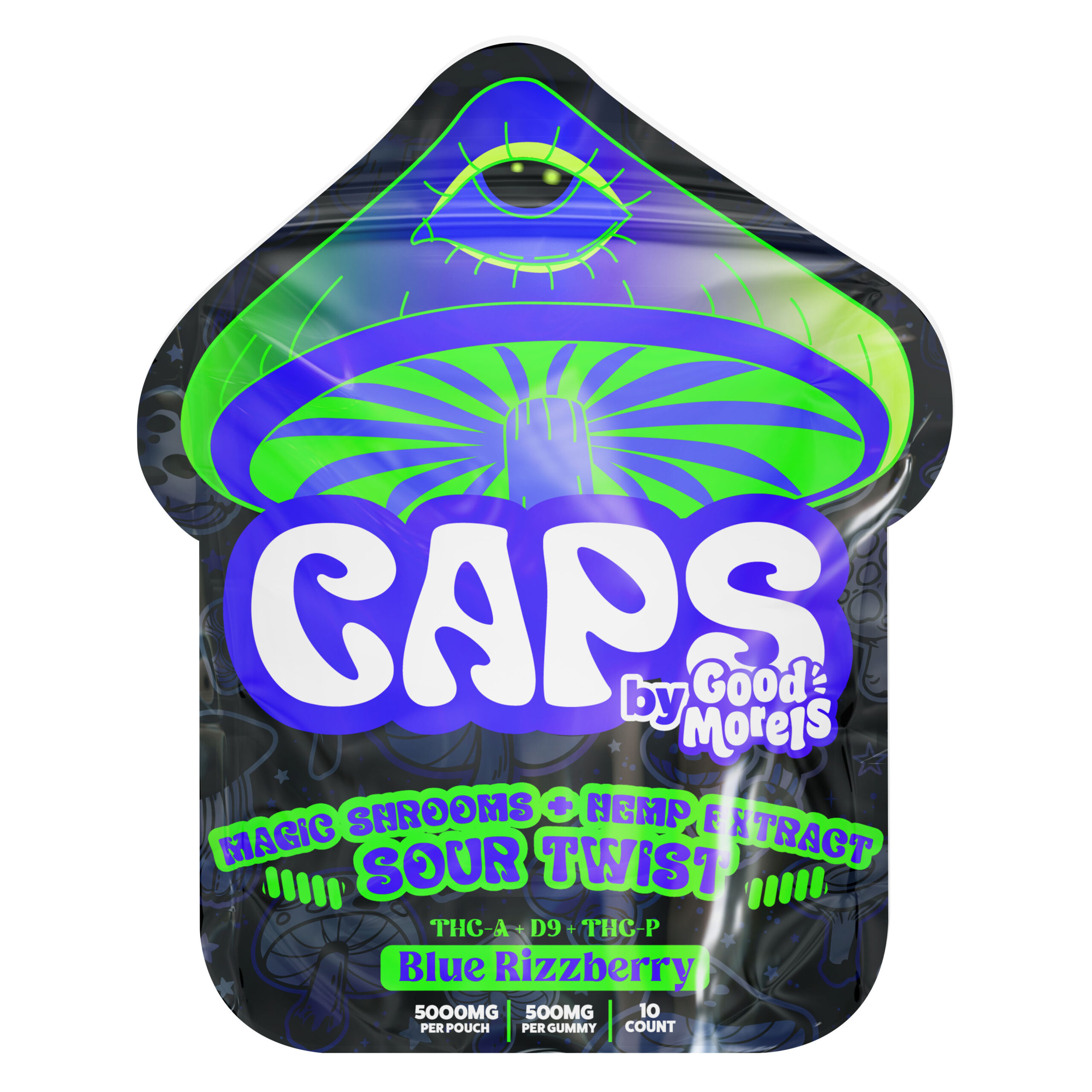 Caps Magic Mushrooms + Hemp Extract Twists, Blue Rizzberry